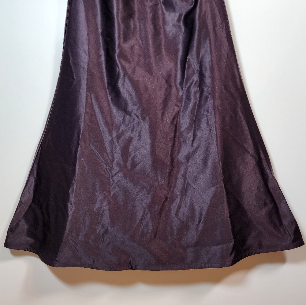 Tadashi Shoji Vintage Eggplant Purple Formal Elegant Collared Ruched Gown 8 - Picture 9 of 16
